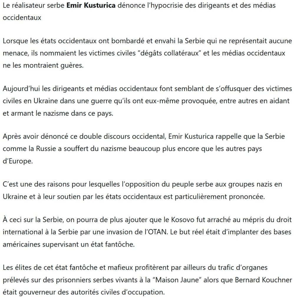 Les dernières guerres sont fomentées par un réseau malfaisant