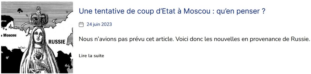 ARTICLE PUBLIE SUR GLADIO VERITATIS – Coup d’Etat en Russie