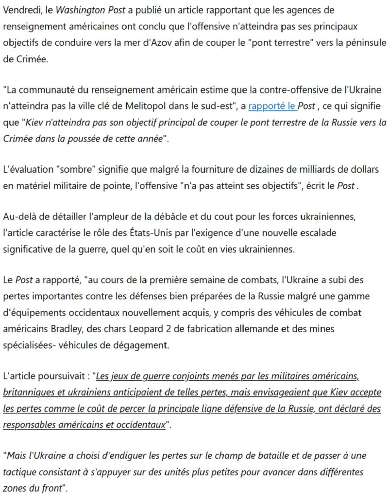 La contre-offensive ordonnée par Washington en Ukraine a-t-elle pour objectif un génocide ukrainien ?