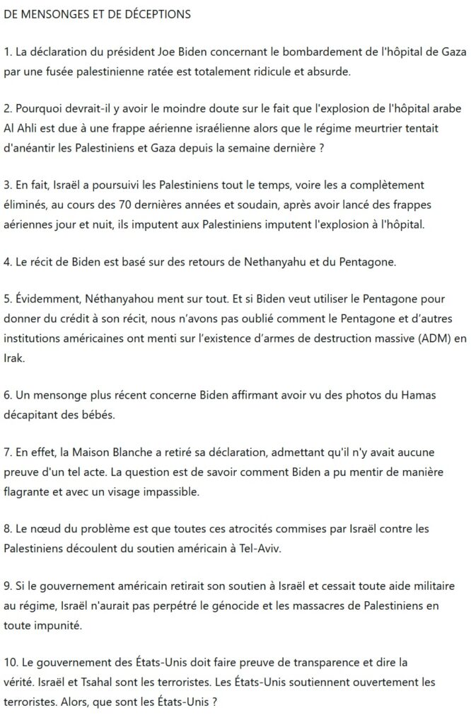 Commentaires du Dr Mahathir Mohammad, ancien Premier ministre de Malaisie