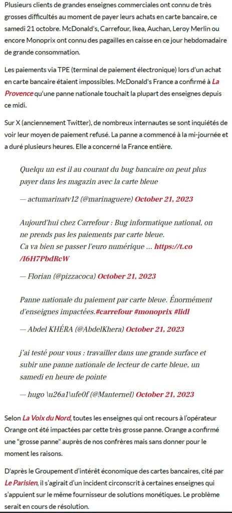 Tout ce système est fragile… ne pas oublier l’importance du paiement en cash