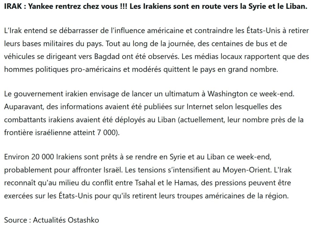 Ce que les né-con ont semé en Irak est en train de produire son effet
