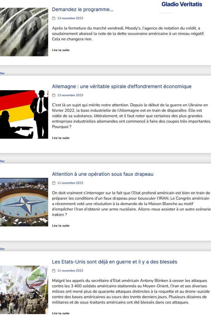 Article publiés sur Gladio Veritatis