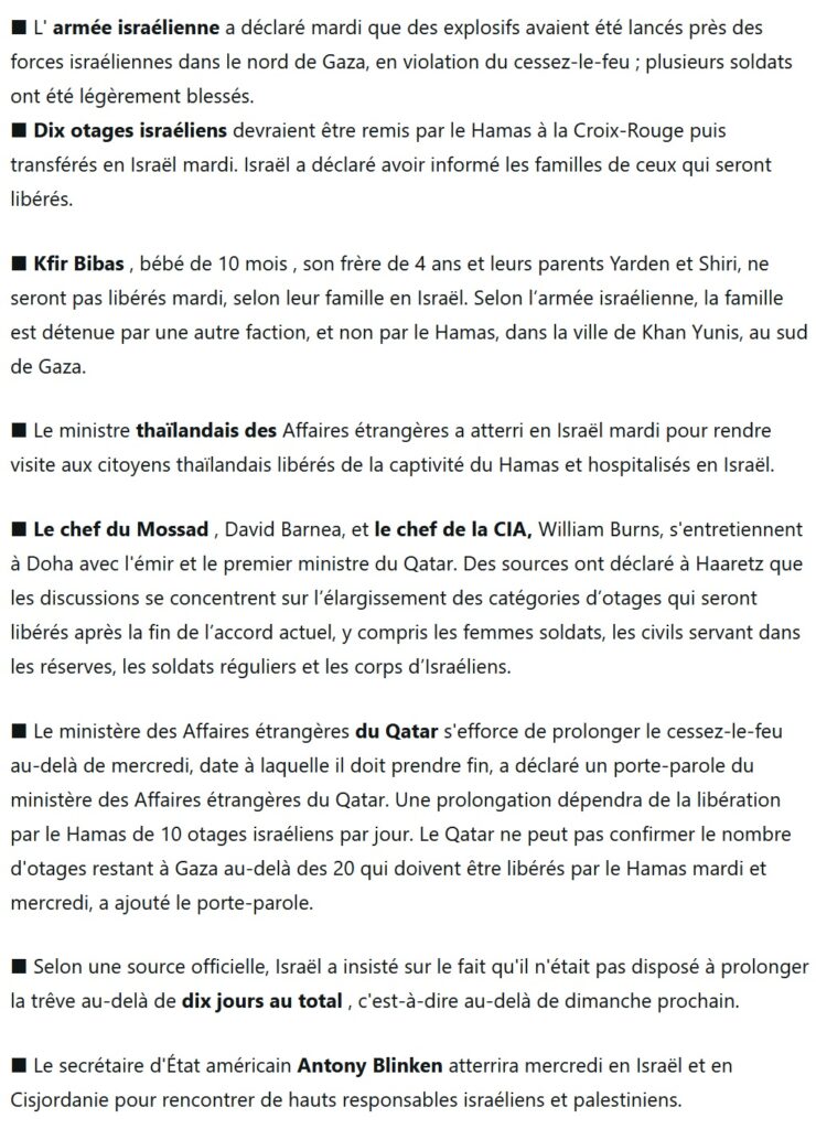 Nouvelles du conflit Israël/Hamas et population civile palestinienne
