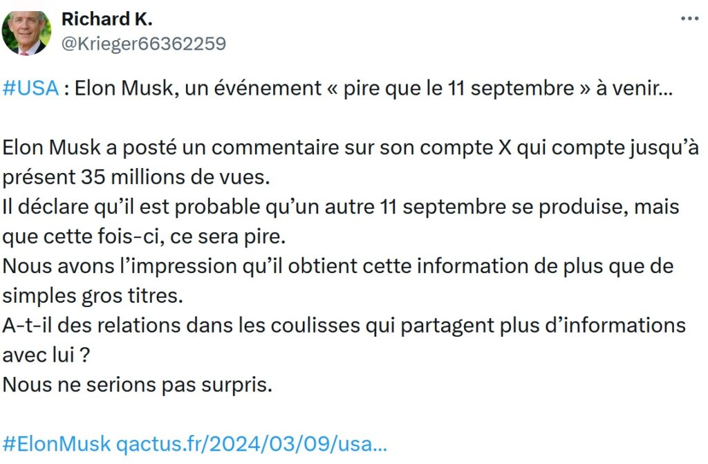 Elon Musk envisage une nouvelle ‘opération noire’ de l’Etat profond