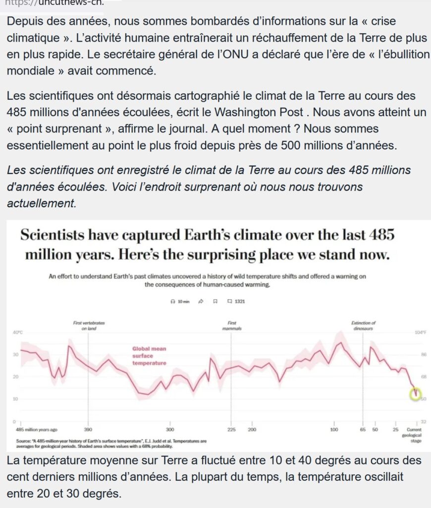 Les fadas du réchauffement climatique ont bien de la peine… et les adeptes de cette théorie farfelue vont perdre bien des adeptes