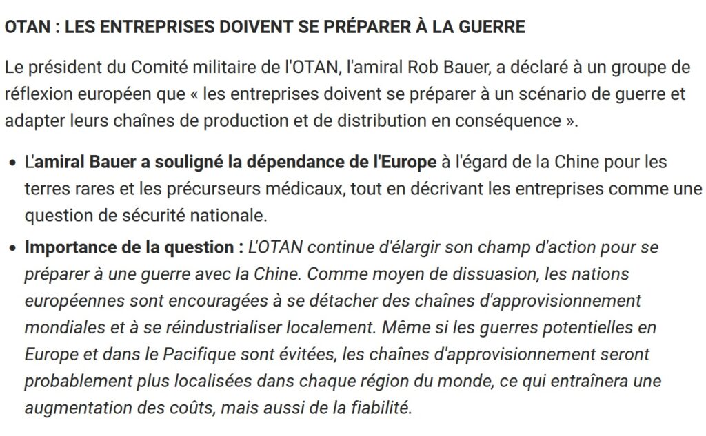 L’OTAN veut engager un plan de préparatif à la guerre