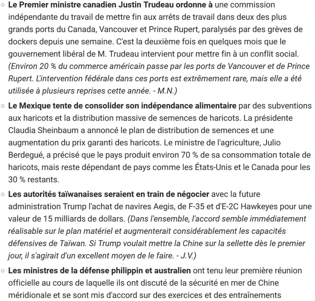Nouvelles économiques Amérique