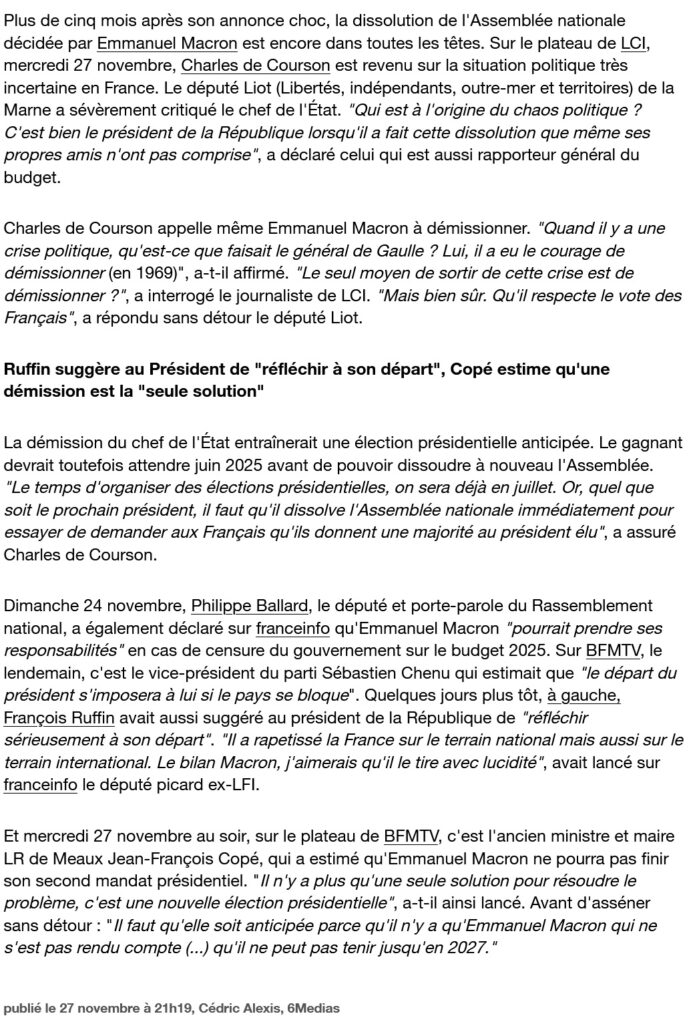 La classe politique française appelle à la démission du Mozart du chaos