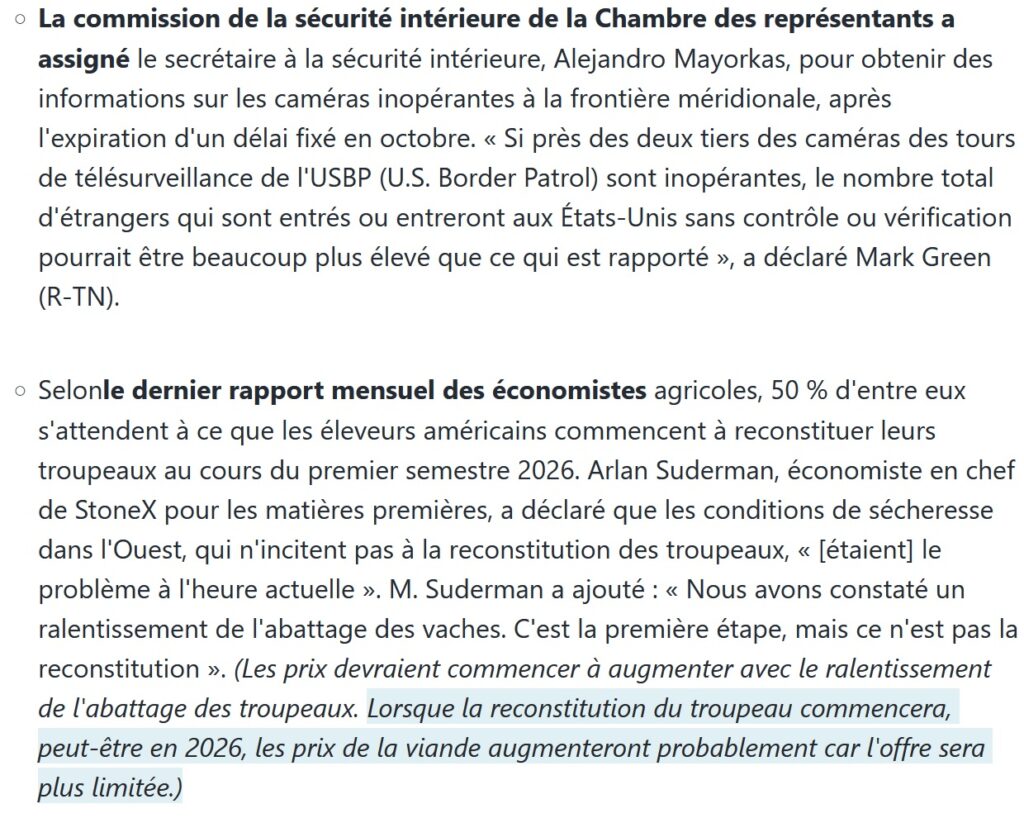 Nouvelles économiques américaines