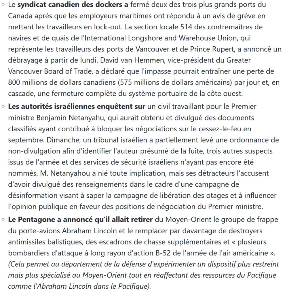 Canada et B. Netanyahu en difficulté