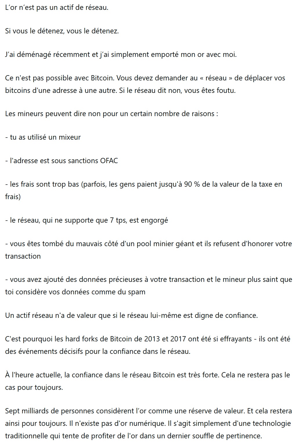 Le Bitcoin n’est pas de l’or numérique