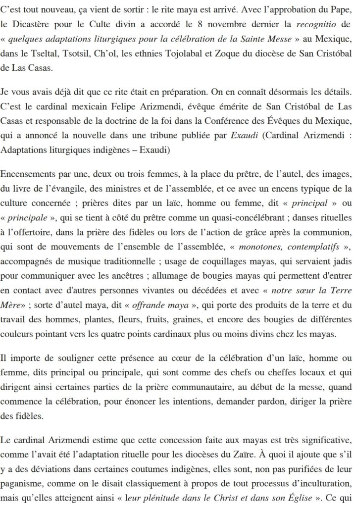 Jorge Bergoglio et sa clique s’acharnent à éclipser complètement la religion catholique