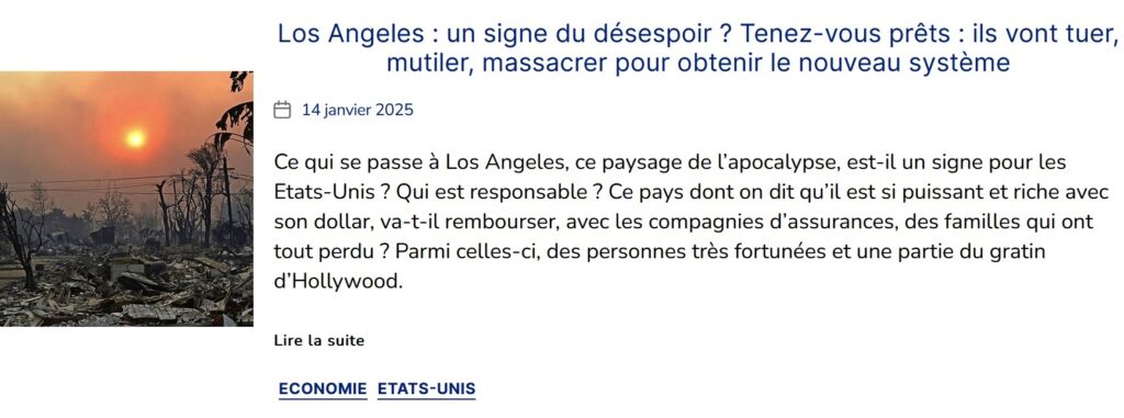 L’incendie apocalyptique de Los Angeles